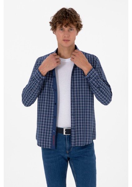 Erkek Koyu Mavi Gömlek Desenli 50316631-VR032 modelleri