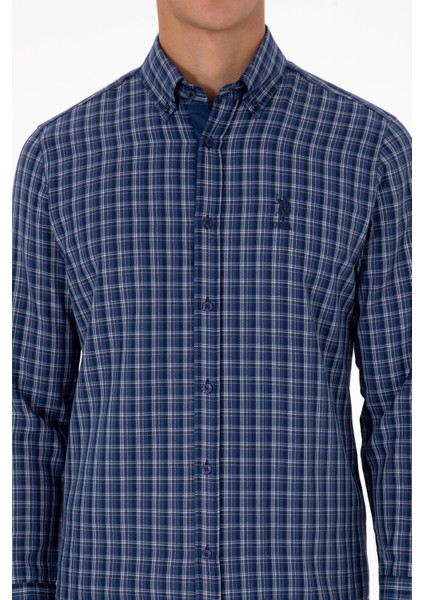 Erkek Koyu Mavi Gömlek Desenli 50316631-VR032