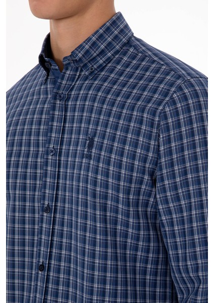 Erkek Koyu Mavi Gömlek Desenli 50316631-VR032