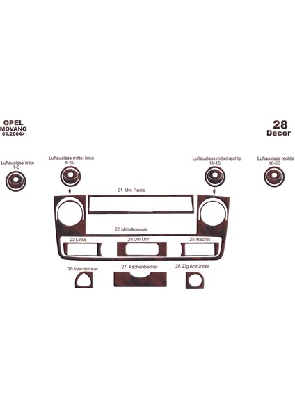 Opel Movano Master Interstar Konsol-Torpido Kaplama 2004-2009 28 Maun