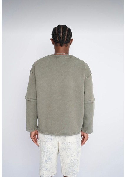 Oversize Dirsek Detaylı Haki Sweatshirt fırsatları