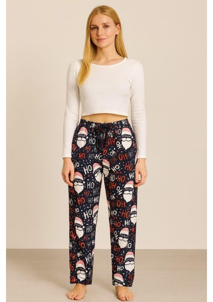 Kadın Desenli Süet Tek Alt Lacivert