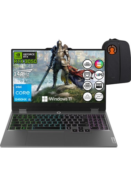 Loq İ5-12450HX RTX3050 64GB Ram 4tb SSD 15.6" Fhd IPS 144Hz W11 Taşınabilir Bilgisayar