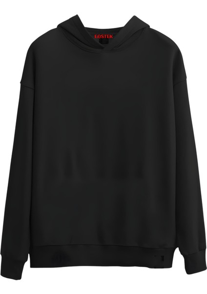 Siyah Basic Kapüşonlu Unisex Sweatshirt