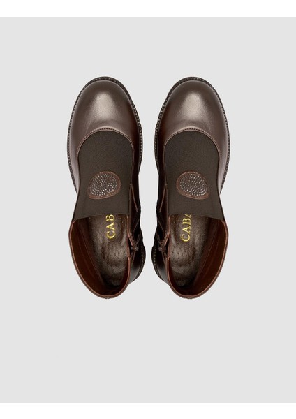 %100 Hakiki Deri Taşlı Kahverengi Kadın Bot fırsatları