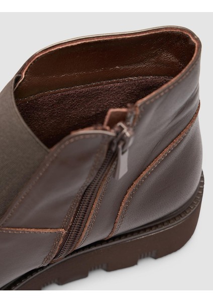 %100 Hakiki Deri Taşlı Kahverengi Kadın Bot