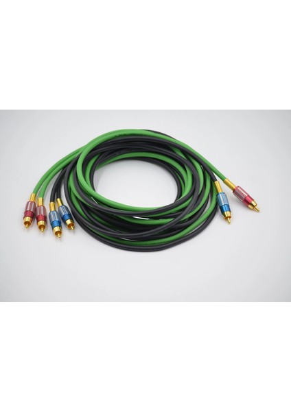 Bakır Amfi Rca Kablosu - 2 Giriş 4 Çıkış Anfi Rca Kablosu - 1 Metre - El Yapımı Tam Bakır - 1 Metre