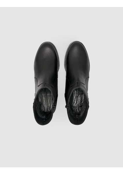 %100 Kadın Hakiki Deri Siyah Fermuarlı Düz Bot indirimleri