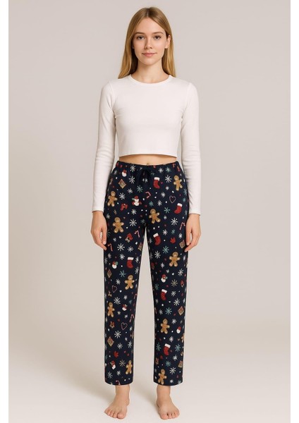 Kadın Desenli Süet Tek Alt Lacivert