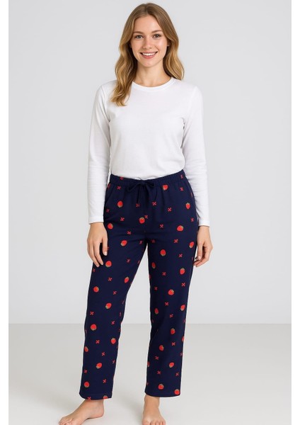 Kadın Desenli Süet Tek Alt Lacivert