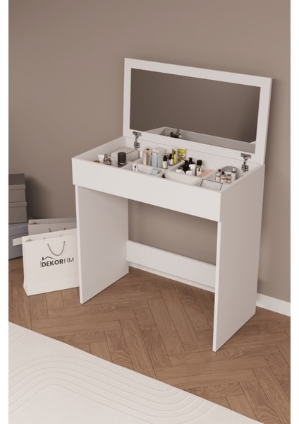DF02114 Kapaklı Aynalı Bölmeli Makyaj Masası