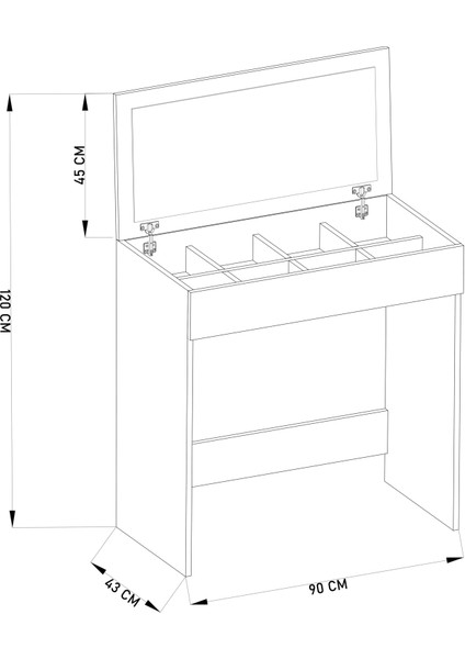 DF02114 Kapaklı Aynalı Bölmeli Makyaj Masası indirimleri