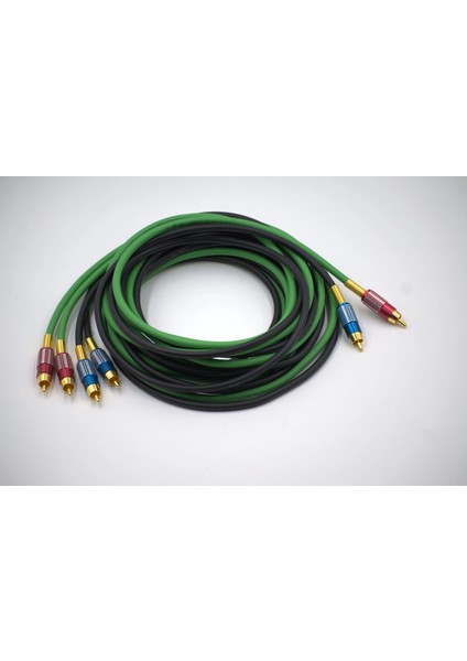 Bakır Amfi Rca Kablosu - 2 Giriş 4 Çıkış Anfi Rca Kablosu - 5 Metre - El Yapımı Tam Bakır - 5 Metre