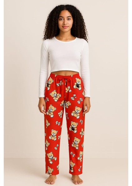 Kadın Desenli Süet Tek Alt Kırmızı