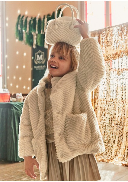 4-10 Yaş Arası Tüylü Mont - Bej