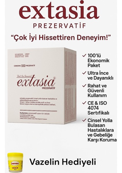 100'LÜ Prezervatif Kondom Doğal Lateks, Kayganlaştırıcılı, Kokusuz, Güvenli Koruma