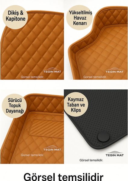 Volkswagen Passat B8 8d Araca Özel Havuzlu Suni Deri Paspas Taba (Tam Kaplama, 11 Mm, Kokusuz) indirimleri