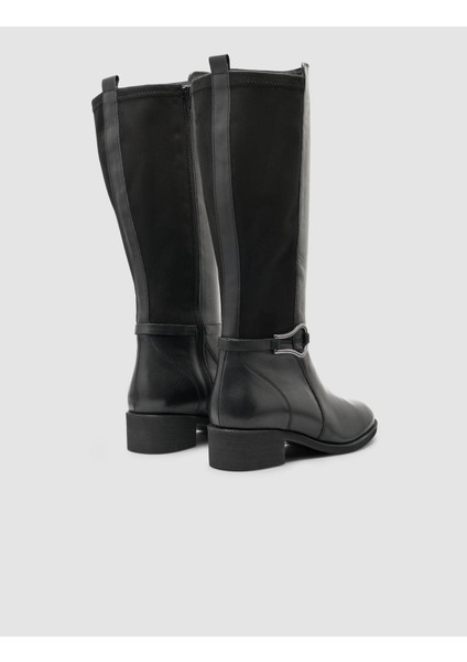 %100 Hakiki Deri Siyah Streç Detaylı Kadın Çizme fiyatları