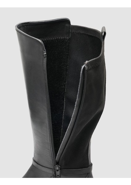 %100 Hakiki Deri Siyah Streç Detaylı Kadın Çizme fırsatları