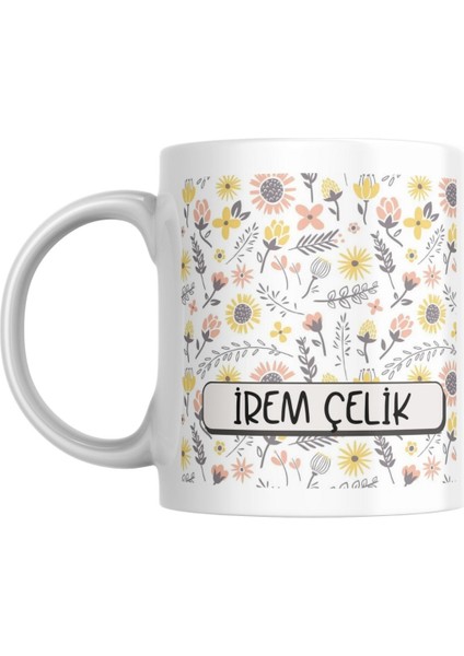 Kişiye Özel Çiçek Desenli Isimli Kupa Bardak fiyatları