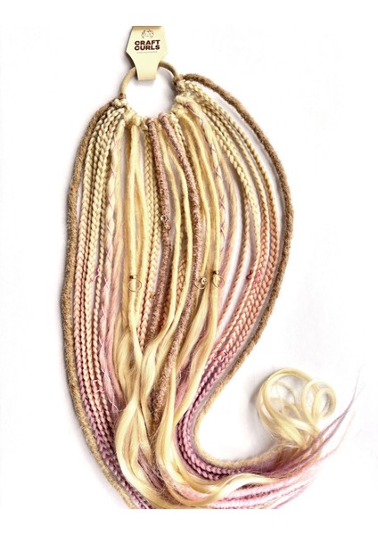 , Helen El Yapımı 30LU Platin, Pembe ve Bal Köpüğü Ombreli Sentetik Saçlı Afro Toka