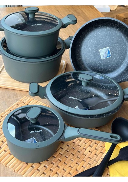 Maya Döküm Tencere Seti Haki Yeşil 9 Parça fırsatları