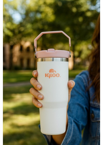 Powder Çelik Termos 900ML Pembe 12SAAT SICAK/18SAAT Soğuk Saklama