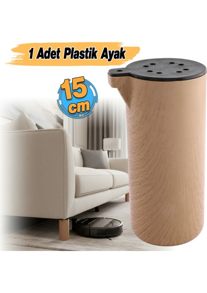 Plastik Terra Kubik Kayın Beji 15 cm Mobilya Kanepe Koltuk Yatak Baza Yükseltme Ayağı Ayakları