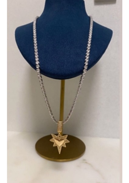 Gold Kalpli Zirkon Taşlı Metalik Kolye