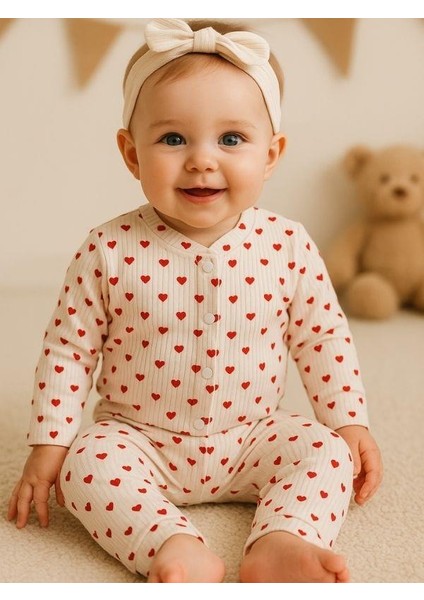 Kız Bebek Pamuklu Kalp Desenli Pijama Takım fiyatları