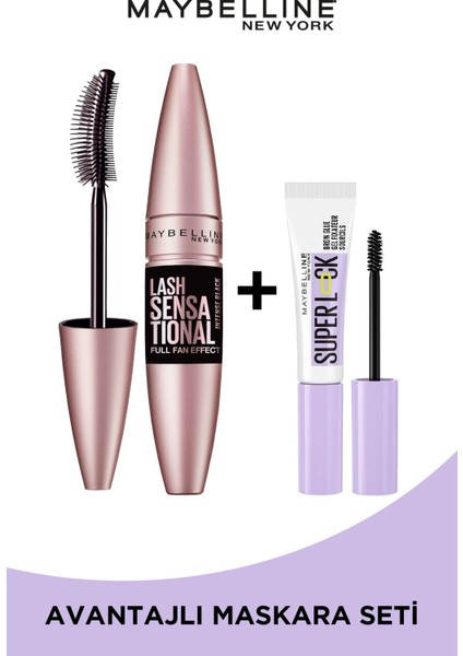 Lash Sensational Black Maskara & Super Lock Brow Glue Kaş Sabitleyici Ikilisi