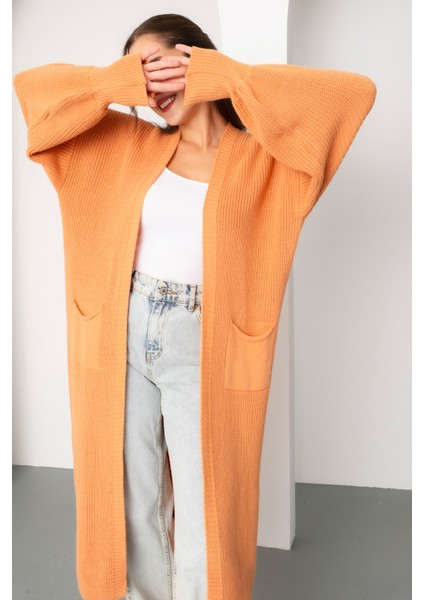 Kadın Tarçın Balon Kol Uzun Triko Hırka fiyatları