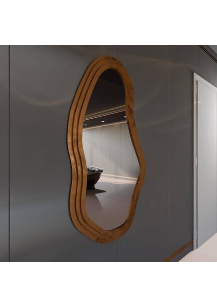 Organik Form Dalgalı Dekoratif Duvar Aynası – Modern Tasarım