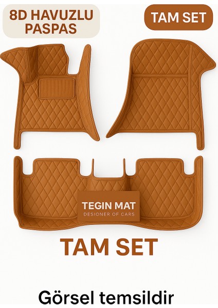 Volkswagen Caddy 8d Araca Özel Havuzlu Suni Deri Paspas Taba (Tam Kaplama, 11 Mm, Kokusuz)