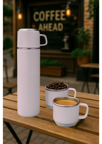 Paslanmaz Çelik 3 Bardaklı Matara SETİ-500 ml