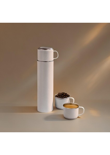 Paslanmaz Çelik 3 Bardaklı Matara SETİ-500 ml