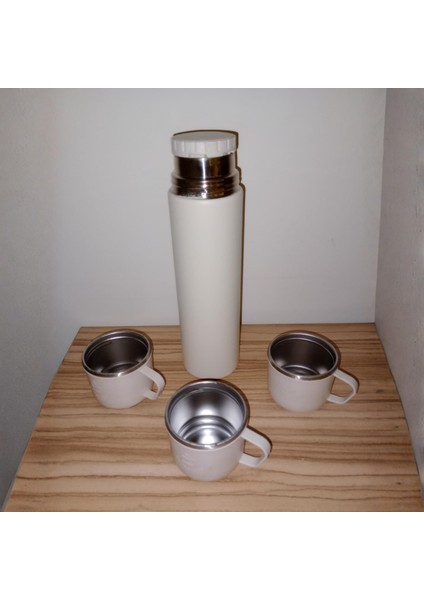 Paslanmaz Çelik 3 Bardaklı Matara SETİ-500 ml