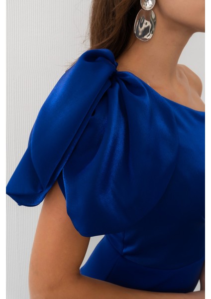 Kadın Saks Organze Detay Midi Söz Nişan Nikah Abiye Elbise indirimleri