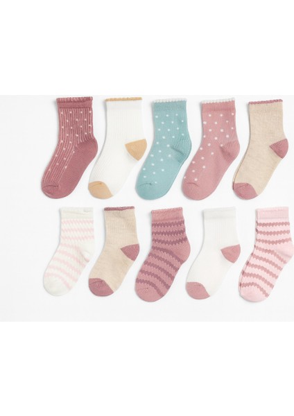 Kız Çocuk Pamuk Soket Çorap Seti (1-2 Yaş / 3-4 Yaş) (10 Çift)