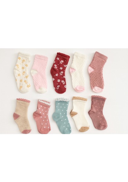 Kız Çocuk Pamuk Soket Çorap Seti (1-2 Yaş / 3-4 Yaş) (10 Çift)