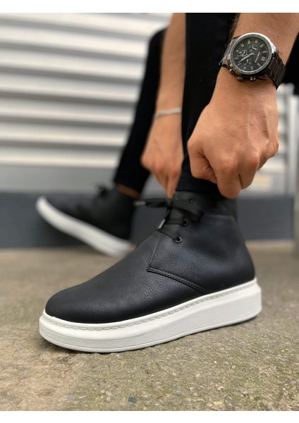 STABLE Bağcıklı Ortopedik Taban Cilt Erkek Spor Bot CBT - Siyah modelleri