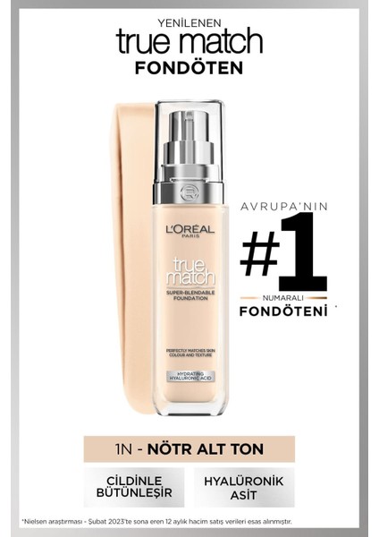True Match Fondöten 1n Ivory + L'oréal Paris Glotion All-In-One 901 Ikilisi fiyatları