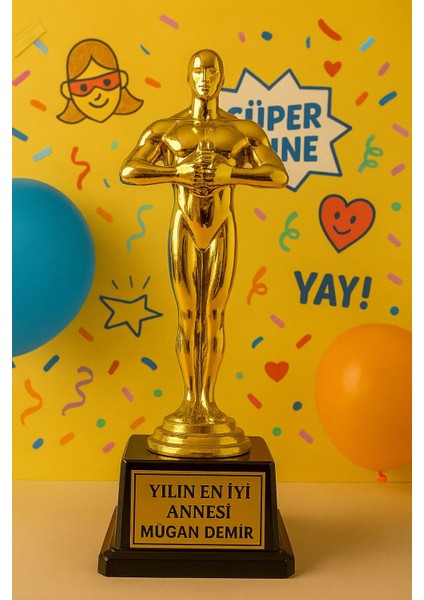 biton kişiye özel yılın en ıyi annesi ödül kupası - altın renk dekoratif hediye büyük boy modelleri