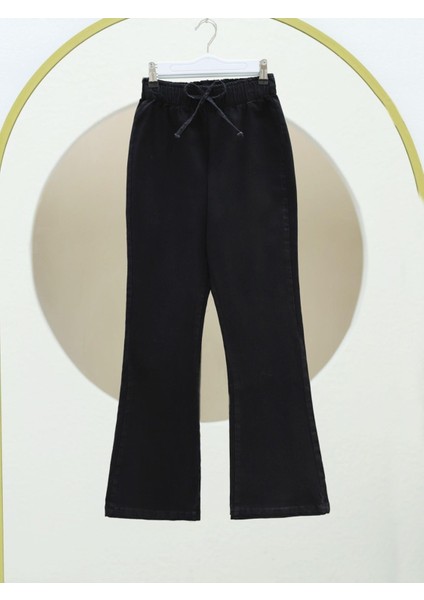 Ispanyol Paça Bağcık Detaylı Kot Pantolon