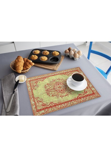 Renkli Desenli Dikdörtgen Amerikan Servisi 30X40