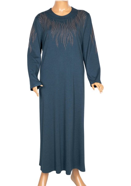 Hesna Kadın Elvan Kışlık Büyük Beden Boydan Baskılı Petrol Elbise fiyatları