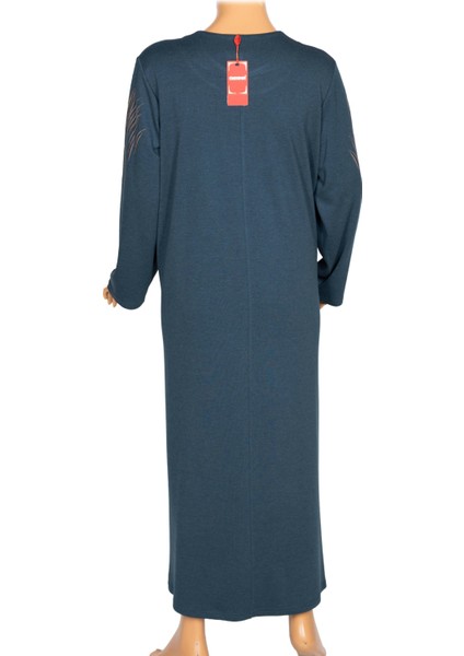 Hesna Kadın Elvan Kışlık Büyük Beden Boydan Baskılı Petrol Elbise fırsatları