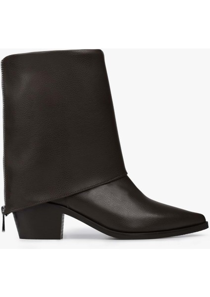 Kadın Alessi Kahve Cilt Fermuar Detaylı Bot fiyatları