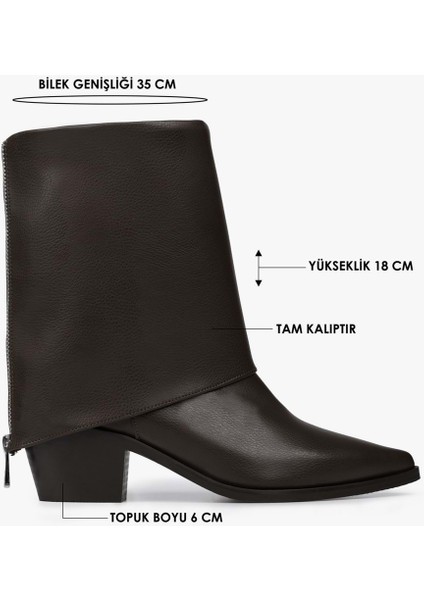 Kadın Alessi Kahve Cilt Fermuar Detaylı Bot modelleri