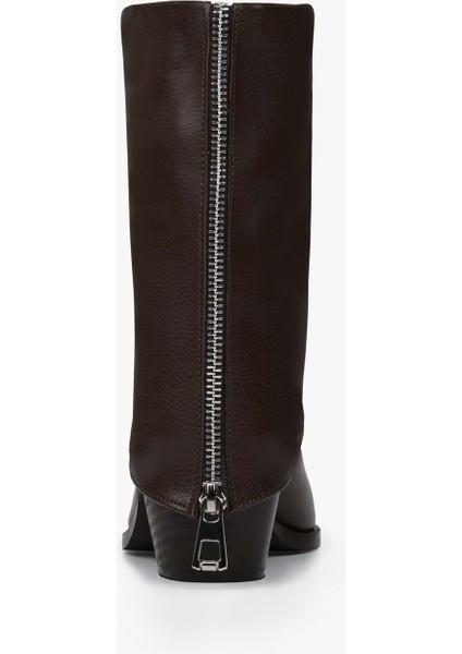 Kadın Alessi Kahve Cilt Fermuar Detaylı Bot fırsatları